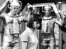 Image of Cybermen Mark III and Zoe (Episode:  Wheel In Space)