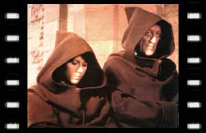 Image of Sarah Jane and the Doctor disguised as Monks